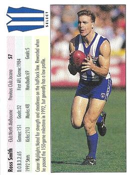 1993 Select AFL #57 Ross Smith Back